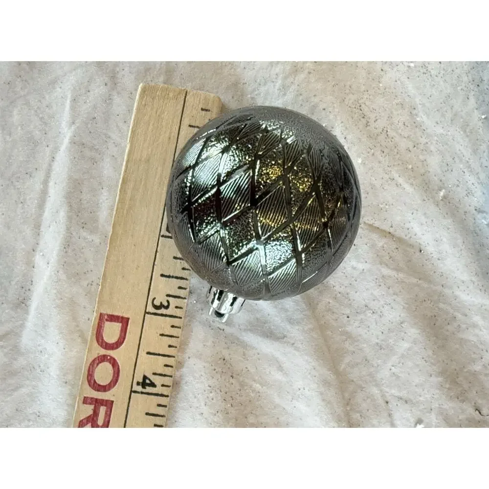 Set of 18 Pewter Color Shatter Proof Ornaments 3 Styles 6/Glitter 12/Shiny 2.25